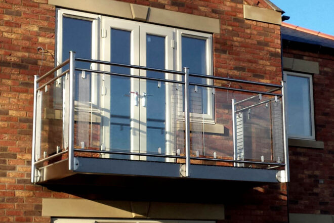 Wedge Wire and Glass Balcony
